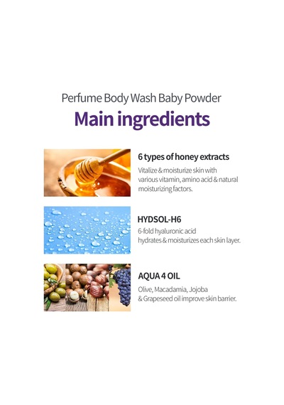 6 Hyalüronik Asit İle Nemlendiren Parfümlü Duş Jeli Perfume Body Wash Baby Powder Diğer