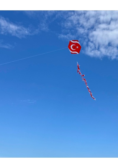 Naylon Altıgen Uçurtma - Bayraklı - Orta Boy