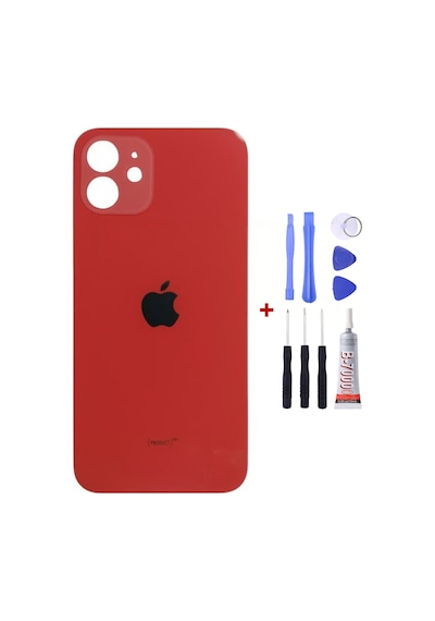 Apple Uyumlu iPhone 12 Mini Kırmızı Arka Cam Kapak Arka Pil Kapağı