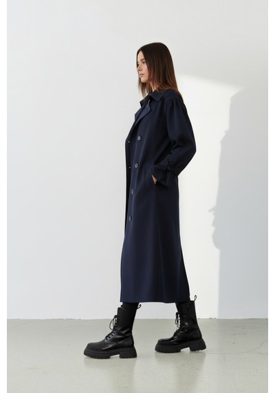 Durivya Reglan Kol Oversize Trençkot Lacivert