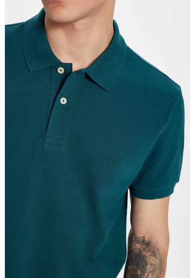 Tudors Erkek Slim Fit Dar Kesim %100 Pamuk Yeşil Polo Yaka Tişört-32775 Yeşil