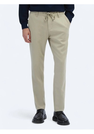 Kip Bej Desenli Dokuma Jogging Fit Casual Pantolon Bej