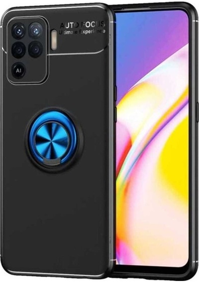 Oppo Reno 5 Lite Kılıf Zore Ravel Silikon Kapak Siyah-Mavi