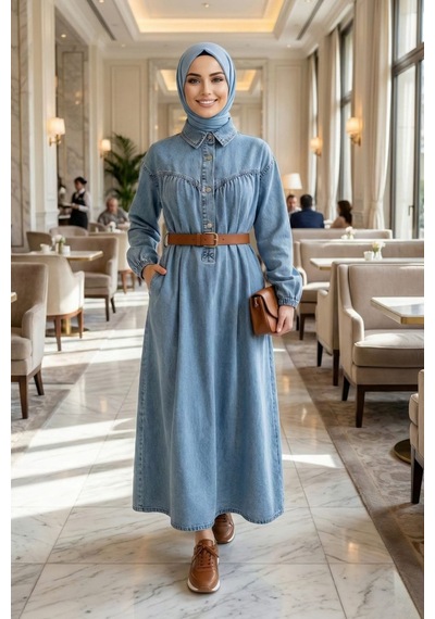 Hb Harma Time Butik Kadın Kemerli Düğmeli Açık Mavi Kot Tesettür Elbise Açık Mavi Açık Mavi Hb Harma Time Butik Kadın Kemerli Düğmeli Açık Mavi Kot Tesettür Elbise Açık Mavi Açık Mavi