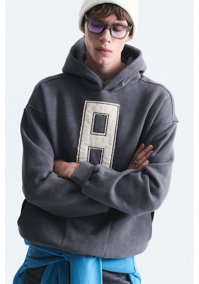 Vamos Numara Baskılı Oversize Sweatshirt Füme