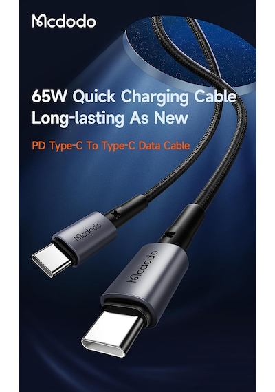 Ca-3130 65w Type-c To Type-c Hızlı Şarj Ve Data Kablosu 1 Metre