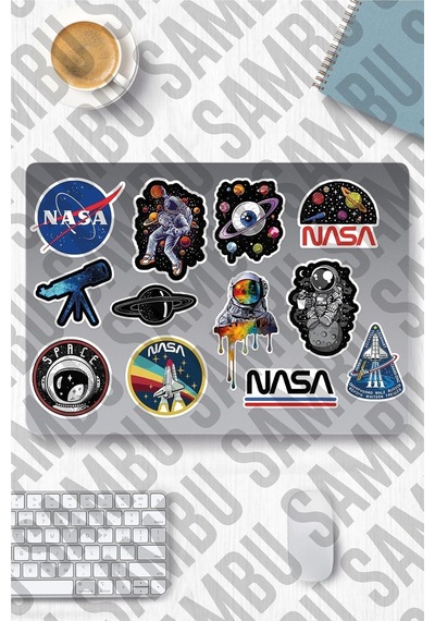 Nasa Uzay Temalı Sticker Etiket Seti - Laptop Notebook Telefon
