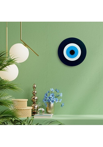 Minimalist Siyah Nazar Boncuğu El Yapımı Ahşap Büyük Nazarlık 15