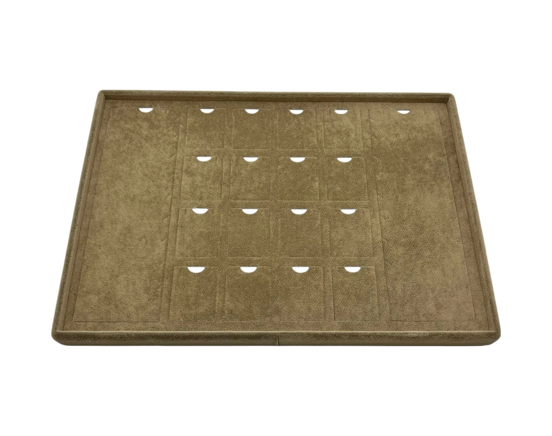 Süet Kumaş Kahve 34-24 Cm Ayaklı 18 Pedli Kolye Tabla Stand