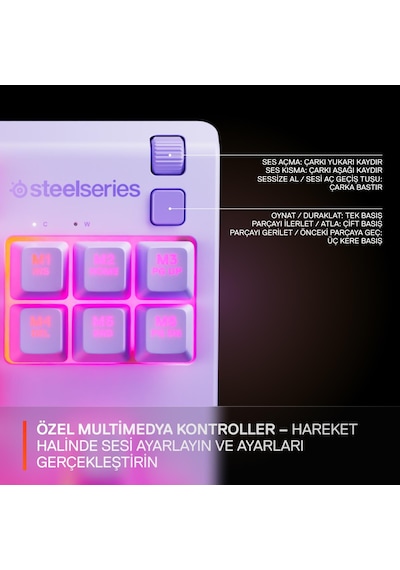 Steelseries Apex 3 Tkl Rgb Suya Ve Toza Dayanıklı Türkçe Gaming Klavye Lila