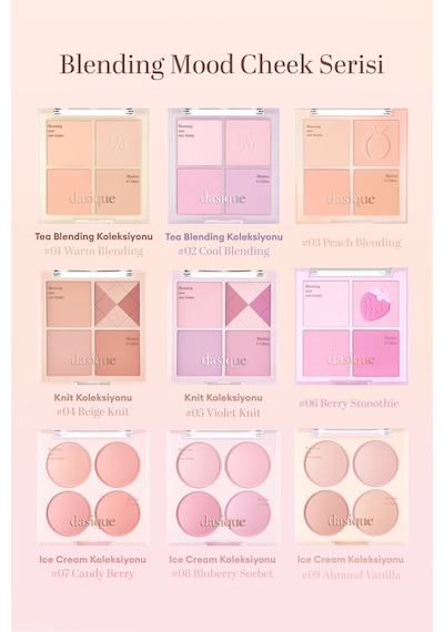 Dasique Karıştırılabilir Renk Tonlarına Sahip 4lü Allık Blending Mood Cheek 03 Peach Blending 03 Peach Blending