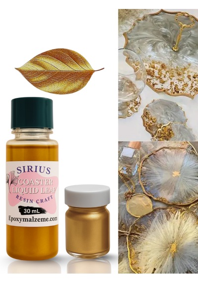 Epoksi Tasarımları İçin Kenar Varak Sıvısı Gold Renk 30ml + 10 Gr Toz Varak