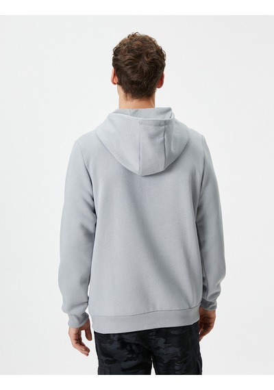 Koton Kapşonlu Sweatshirt Kanguru Cep Detaylı Uzun Kollu Gri 4wam70239mk Gri