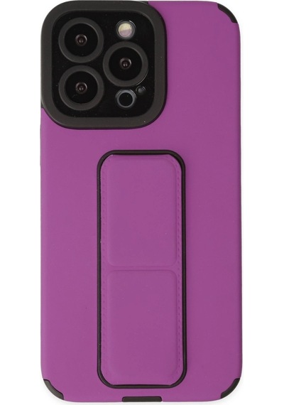 Apple Uyumlu iPhone 13 Pro Max Kılıf Mega Standlı Silikon Mor/