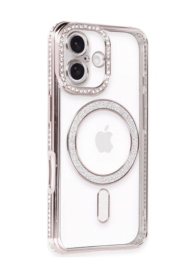 Apple İphone 16 Plus Kılıf Joke Simli Magneticsafe Kılıf - Pembe 0.2M-Çok Renkli