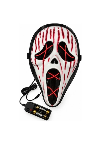 Kırmızı Neon Işıklı Çığlık Maskesi Cadılar Bayramı Halloween Korku Maskesi Tüm Yaşlar