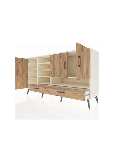 Kronos Konsol 8 Raflı 2 Çekmeceli 3 Kapaklı 176x59x99 Aytaşı-çam Aytaşı-çam