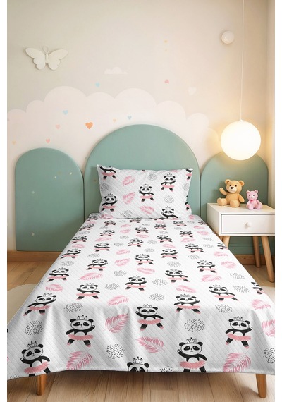 Evimde Bambaşka Panda Pembe Kız Çocuk Pike Takımı - Pastel Siyah Bebek Odası Mevsimlik Yatak Örtüsü - 160x220 CM Evimde Bambaşka Panda Pembe Kız Çocuk Pike Takımı - Pastel Siyah Bebek Odası Mevsimlik Yatak Örtüsü - 160x220 CM