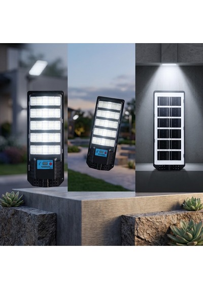 Direkli Güneş Enerjili Solar Sokak Lambası - Led Aydınlatma, Hareket Sensörlü, Kumandalı, Garaj Girişi, Bahçe, Otopark Ve Yol Aydınlatma