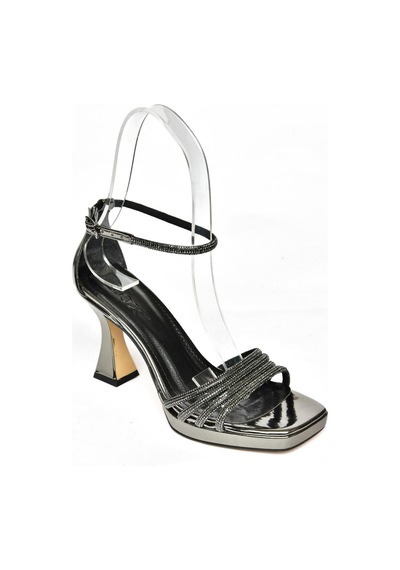 Fox Shoes S569314634 Platin Ayna Kalın Topuklu Kadın Ayakkabı Platin