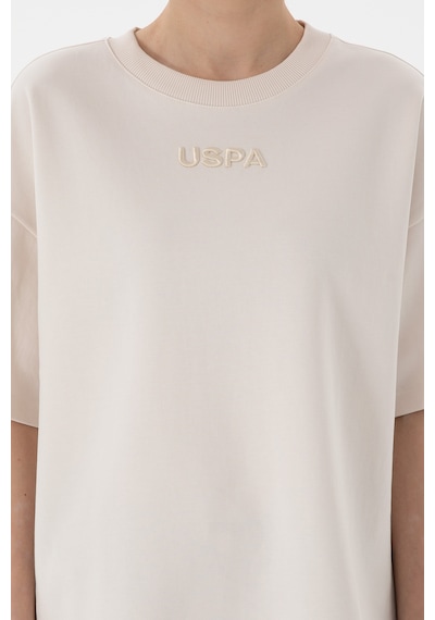 U.S. Polo Assn. Kadın Krem Oversize Bisiklet Yaka Tişört 50294482-VR071