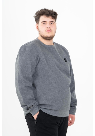 Maraton Sportswear Büyük Beden Erkek Bisiklet Yaka Takma Kol Basic Antramelanj Sweatshirt 22370-antramelanj