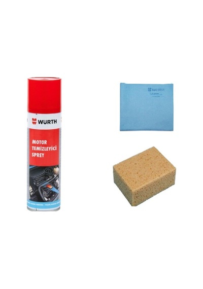 Hızlı Motor Temizleme Spreyi Mikrofiber Güderi Bez Ve Oto Yıkama Süngeri Set 3 Lü Seti
