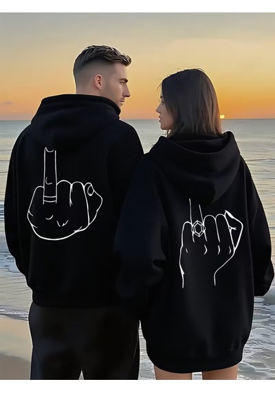 Nevermind Oversize Hoodie Grafik El Çizimi Baskılı Unisex Kapüşonlu Sweat Siyah