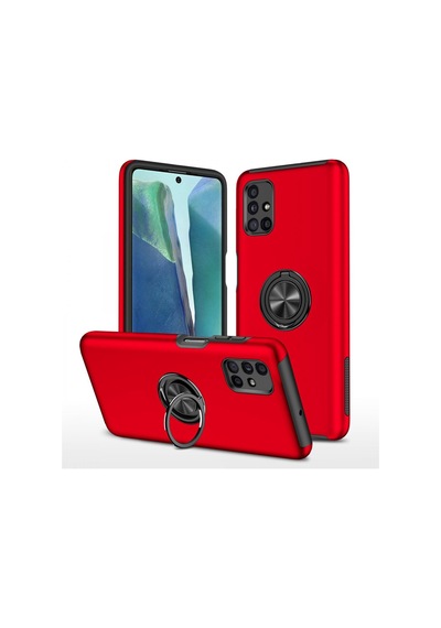 Samsung Galaxy M51 Uyumlu Kılıf Elit Yüzüklü Kapak - Kırmızı