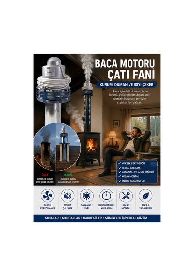 Bca Motoru Çatı Fanı Soba Mangal Barbekü Yanan Tüm Alanlarda Kullanıma Uygundur