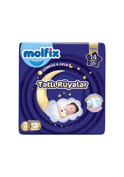 Molfix Tatlı Rüyalar Bebek Bezi 3 Beden 4-9 Kg Midi 672 Adet 3 Numara