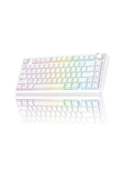 Aula F75 Mekanik Rgb Tkl Seiya Switch Kablosuz Makrolu Hot Swap Klavye Desenli Beyaz