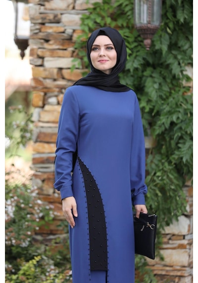 İbrahim Burak Etiler Collection Yırtmaç Detaylı Takım Mdc 1133 İndigo