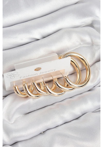 Pirinç Halka Model Gold Renk Kadın Set Küpe Çok renkli 57146784