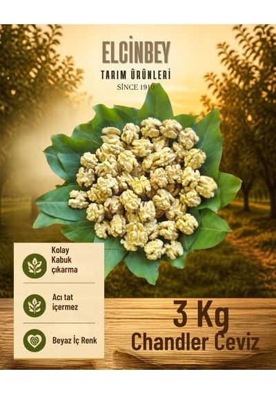 Elçinbey Tarım Ürünleri Yerli Üretim Chandler Ceviz 3 Kg İnce Kabuklu - Kolay Kırılır