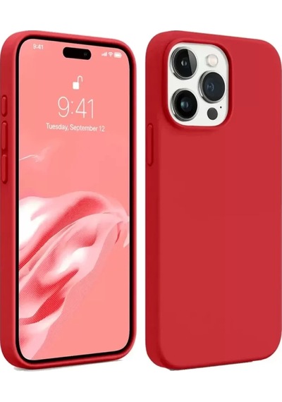 Newface Apple iPhone Uyumlu 15 Pro Max - Kılıf First Silikon - Kırmızı