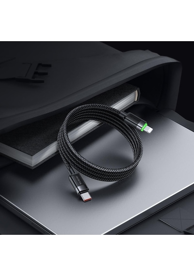 Ca-2010 36w Usb-c To Lightning Manyetik Sarilabilir Kablo - 1.2 M, Siyah Standart