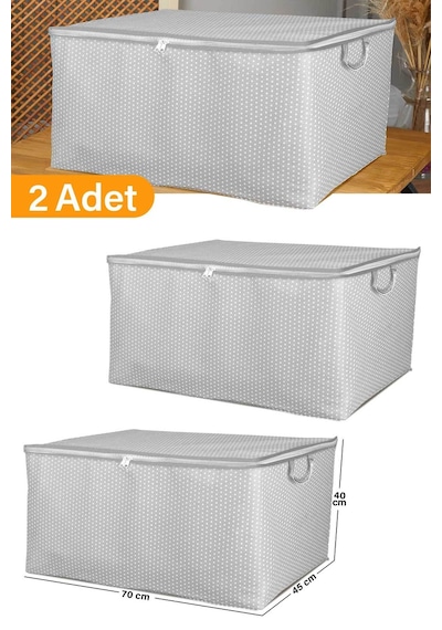 Serstil 2 Adet - Maxi Boy Gri Benekli Yastık / Battaniye Hurcu - 70x45x40 Cm