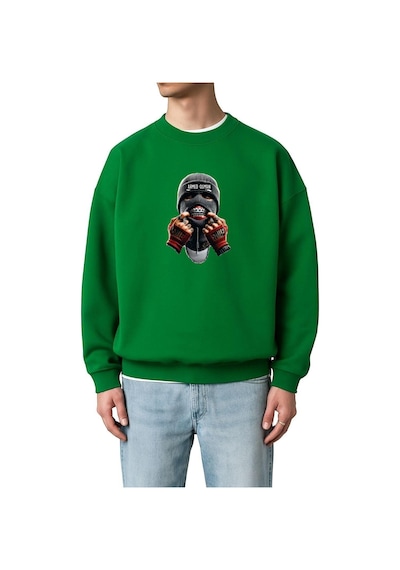 Benroma 3 İplik Penye Ahmed Osman Baskılı Unisex Sweatshırt Yeşil