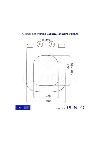 Punto Duroplast Kare Yavaş Kapanan Klozet Kapağı