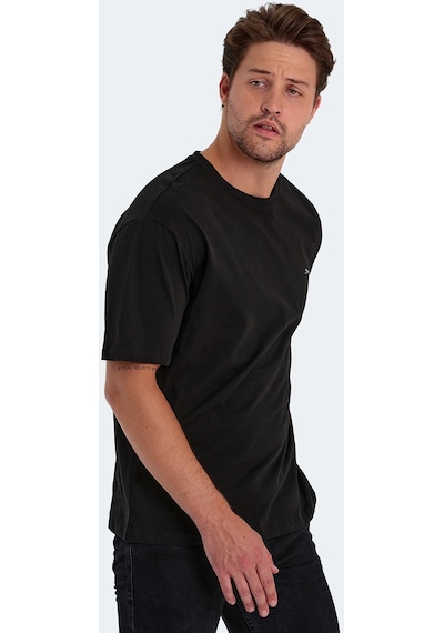 Slazenger KAISER IN Oversize Erkek Oversıze Siyah Tişört