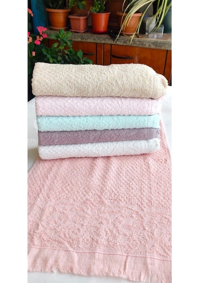 6'lı Set Çeyizlik Püsküllü Jakarlı Lüks Bukle Saçaklı Havlu Seti 30x50 Cm
