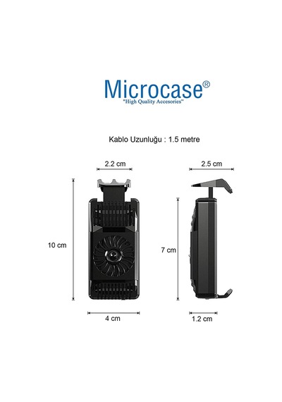Microcase AL2657  4.7-6.5" Telefonlar ile Uyumlu Ledli Soğutucu Fan