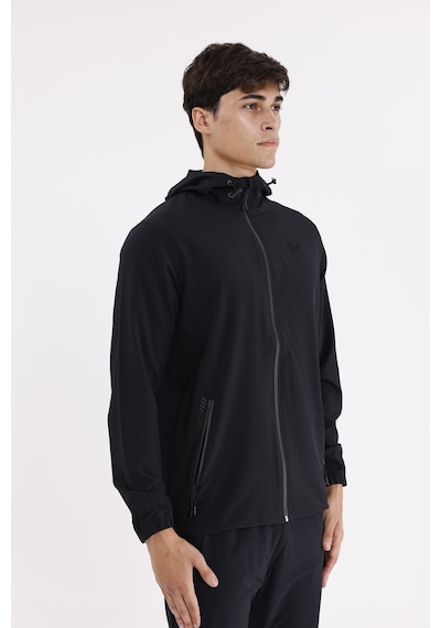 Rowinger Boncuk İşleme Detaylı Rahat Kalıp Şehir Stili Kapüşonlu Sweatshirt Black
