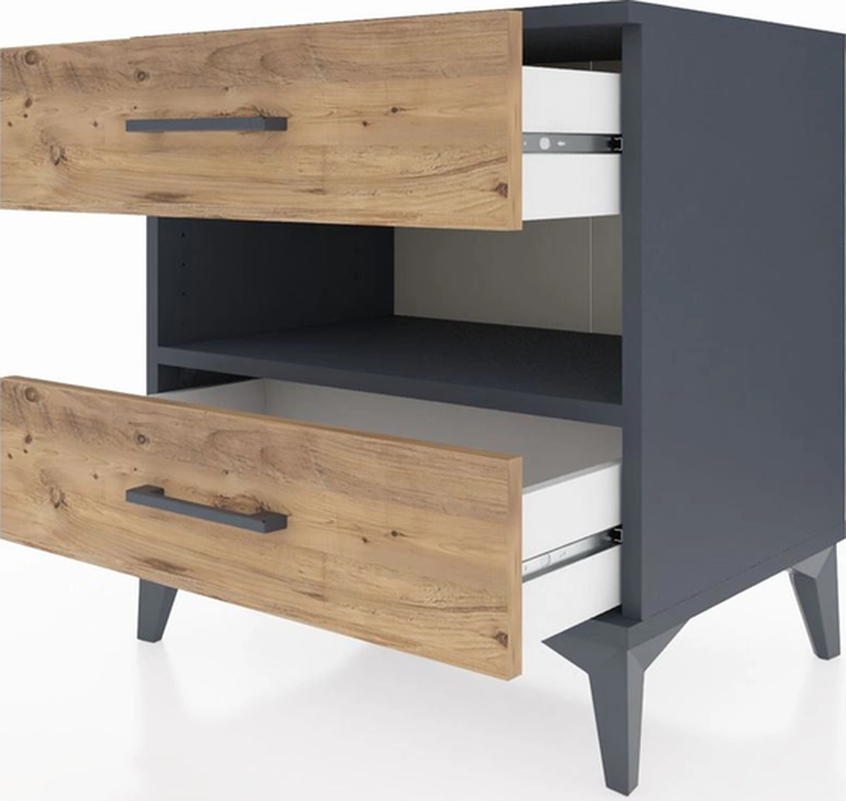 Hyperion Komodin Tek Raflı 2 Çekmeceli 60x44x64 Antrasit-çam Antrasit