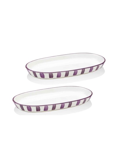 The Mia Joy Oval Servis 2li Set Mor 11x21x3 Cm Mor