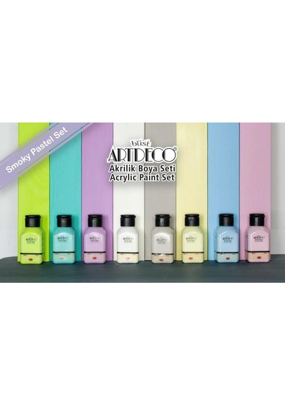 Akrilik Boya 8x75ml Pastel Smoky Renkler Set Renkli