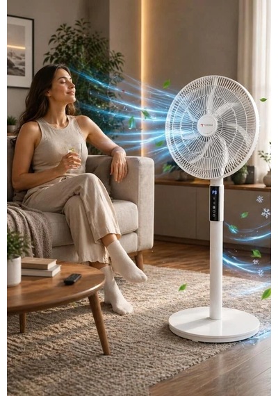 Özel Seri Yaz Cihaz Dijital Vantilatör 7 Pervaneli Sf02 Beyaz 60w