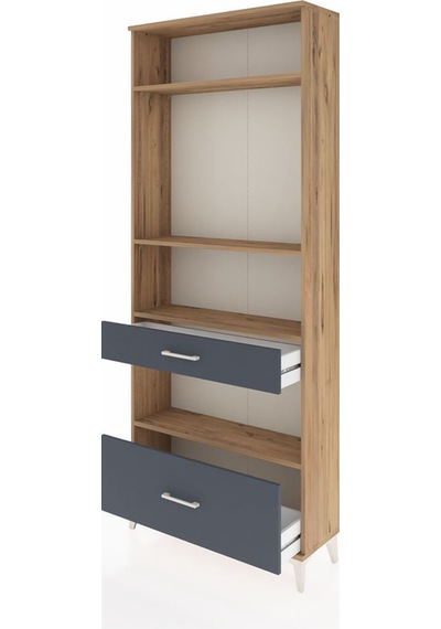 Arges Dolap 4 Raflı 2 Çekmeceli 88x30x221 Çam-antrasit Çam