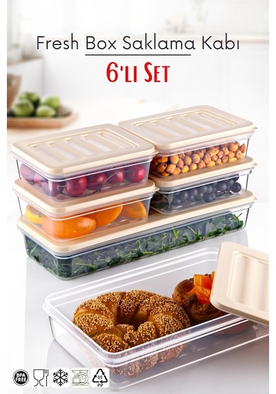 Nandy Home Set Freshbox Saklama Kabı Set 4 Krem 6'lı